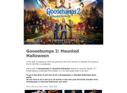 Win one of 25 Goosebumps 2: Haunted Halloween prize packs