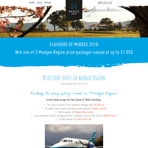 Win one of 3 Mudgee Region prize packages