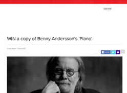 Win one of fifty copies of Benny Andersson's new album, Piano