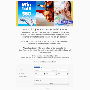 Win one of five $50 gift it now vouchers