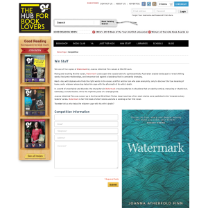 Win one of five copies of Watermark by Joanna Atherfold Finn