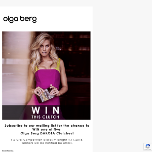 Win one of five Olga Berg Dakota Clutches
