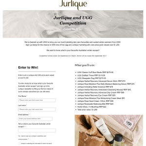 Win one of five Ugg and Jurlique hydrating skin care prize packs