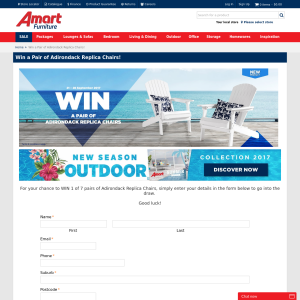 Amart Furniture - Win one of seven pairs of Adirondack 