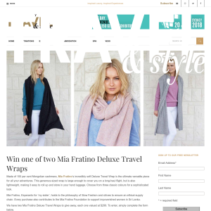 Win one of two Mia Fratino Deluxe Travel Wraps