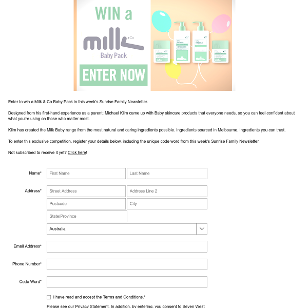 Win one of two Milk baby packs