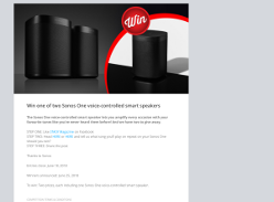 Win one of two Sonos One voice-controlled smart speakers