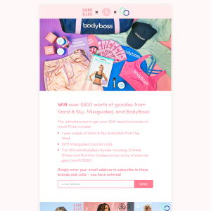 Win over $900 worth of goodies from Sand & Sky, Missguided, and BodyBoss