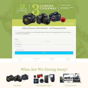 Win prizes including 3 cameras, tons of photography gear and courses