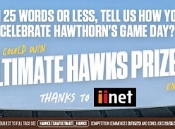 Win Return Flights for 2 to Melbourne, 2 Corp Box Tickets to Hawks V Lions at MCG, 1 Year of iiNet + More