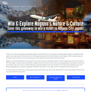 Win return flights to Japan and accommodation in Nagano City for two