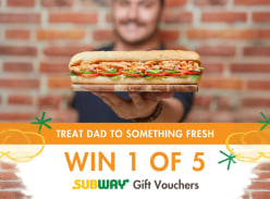 Win 1 of 5 $50 Subway Gift Vouchers