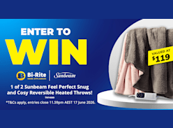 Win 1 of 2 Sunbeam Snug and Cosy Throw Blanket Packs - Bi-Rite