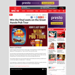 Win the final seats on the Great Aussie Pub Tour