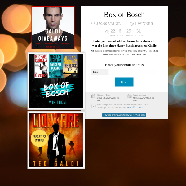 Win The First 3 Michael Connelly Bosch Thrillers in The Box of Bosch Giveaway