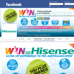 Win the Hisense ulltra VIP experience to the Australian Open for you & 3 friends!