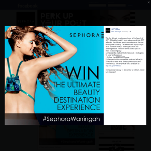 Win the ultimate beauty experience for you & 3 friends at SEPHORA Warringah!