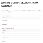 Win the ultimate Kubota farm package!