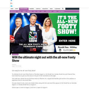 WIN the ultimate night out with the all-new Footy Show