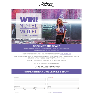 Win the ultimate rooftop experience with a night of accommodation in an Airstream for you & 3 mates!