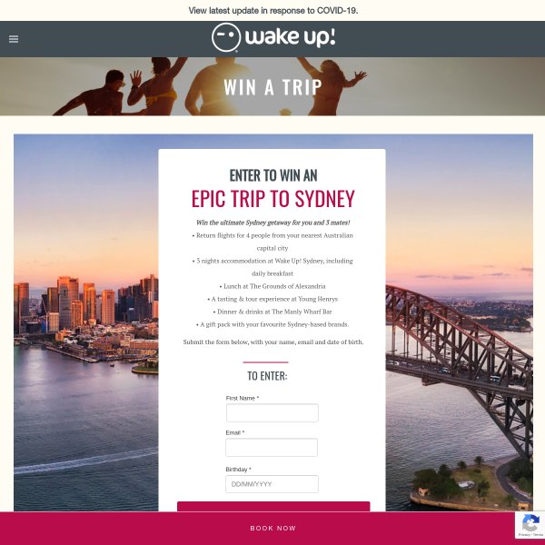 Win the ultimate Sydney getaway for you & 3 mates!