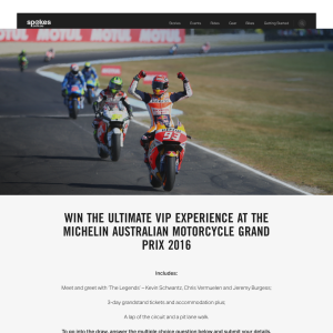 Win the ultimate VIP experience at the Michelin Australian Motorcycle Grand Prix 2016!
