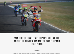 Win the ultimate VIP experience at the Michelin Australian Motorcycle Grand Prix 2016!