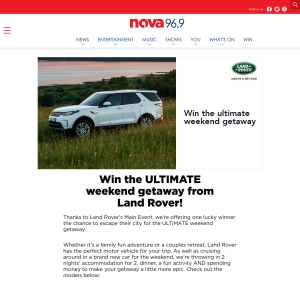 Win the ULTIMATE weekend getaway from Land Rover