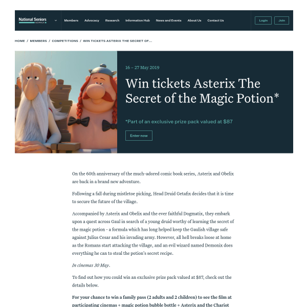 Win tickets Asterix The Secret of the Magic Potion