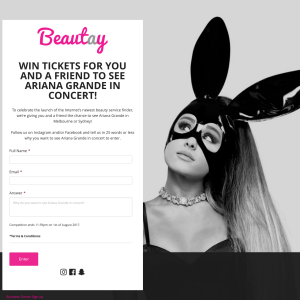 Win tickets for you & a friend to see Ariana Grande! (Flights & Accommodation NOT Included)
