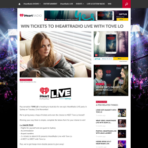 Win tickets to iHeartRadio LIVE with Tove Lo!