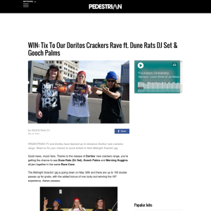Win Tickets To Our Doritos Crackers Rave ft. Dune Rats DJ Set & Gooch Palms