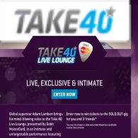 Win tickets to see Adam Lambert at the Take 40 Live Lounge
