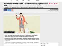 Win tickets to see Griffin Theatre Company's production 'Rice'! (Flights & Accommodation NOT Included)