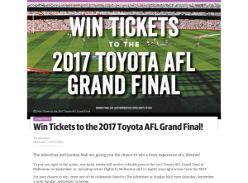 Win tickets to the 2017 AFL Grand Final