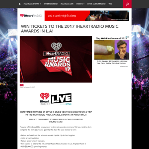 Win tickets to the 2017 iHeartRADIO Music Awards in LA! (Registered iHeartRADIO Users ONLY)