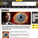 Win tickets to the Cosmos launch with Neil deGrasse Tyson & Anna Druyan at Sydney Opera House! (Foxtel Subscribers Only)