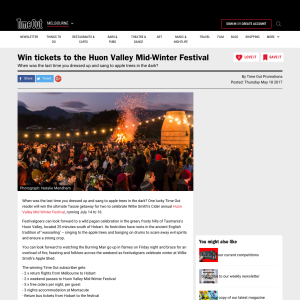 Win tickets to the Huon Valley Mid-Winter Festival! (VIC Residents ONLY)