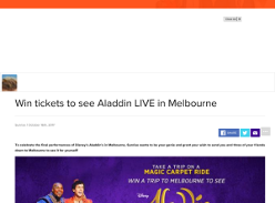 Win trip for four to Melbourne to see Aladdin