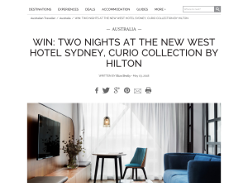 Win two nights at the new West Hotel Sydney