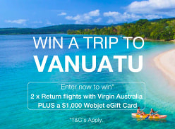 Win Two Return Virgin Australia Economy Flights to Vanuatu Plus $1K Webjet Card