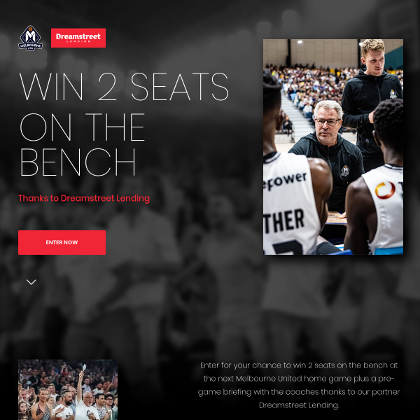 Win Two Seats on The Bench at Melbourne United Home Game
