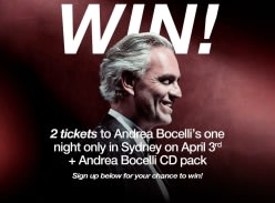 Win Two tickets to Andrea Bocelli Sydney Concert & CD Pack