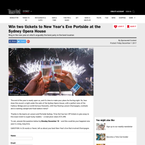 Win two tickets to New Year’s Eve Portside at the Sydney Opera House