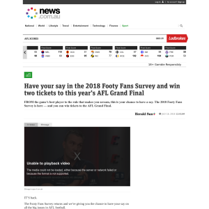Win two tickets to this year’s AFL Grand Final