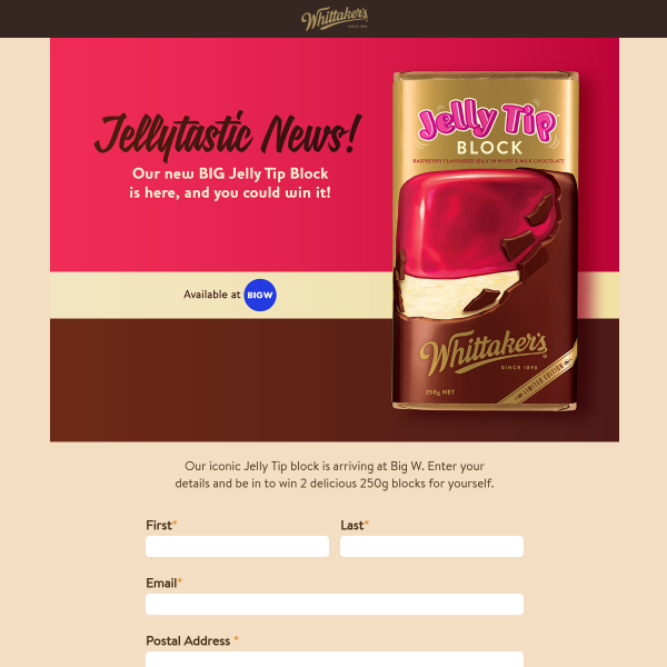 Win Two Whittaker’s Jelly Tip Chocolate Blocks