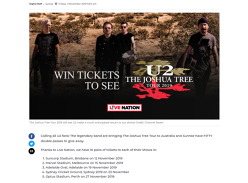Win U2 Tour Double Tickets