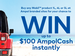 Win up to $100 Ampol Cash Instantly or Free Fuel for a Year or 1 of 3 $4K Webjet Cards