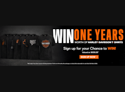 Win a Year's Worth of Harley Davidson T-Shirts - Harley-Heaven Sydney