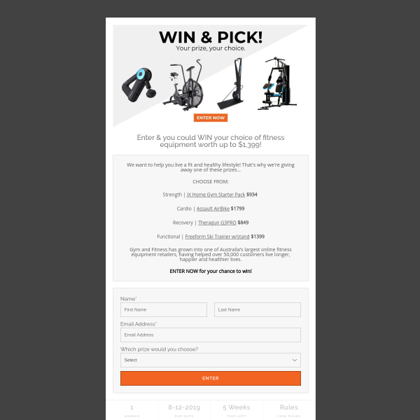 Win Your Choice of Fitness Equipment